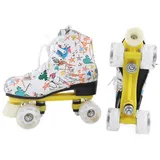 Weiße Graffiti Rollschuhe,Doppelreihige 4 Rad Rollschuhe,4 Rad Rollschuhe,Rollschuhe für Kinder und Erwachsene,Doppelreihige Rollschuhe,Rollschuhe