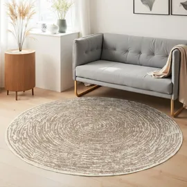 HANSE HOME Cavallo Kurzflor Teppich Rund – Moderner Wohnzimmerteppich, Weicher Kurzflor und Abstraktes Design für Wohnzimmer, Schlafzimmer, Esszimmer, Flur – Beige Creme, Ø160cm