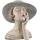 Gilde Figur Lady mit Hut rote Lippen - Dekoration Badezimmer Wohnzimmr - Höhe 18 cm - weiß Creme