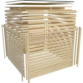 Karibu 38 mm Saunahaus Ares 3 Naturbelassen/Graualuminium inkl. 9 kW Ofen Bio + ext. Steuerung