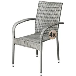 CASARIA® Gartenstühle 4er Set Stapelbar Grau