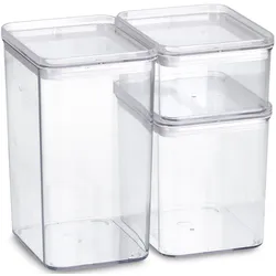 Vorratsdose ZELLER PRESENT, transparent, Kunststoff, Silikon, Lebensmittelaufbewahrungsbehälter, 3-teilig, stapelbar