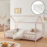 [en.casa] Kinderbett Sisimiut mit Matratze 140x200 cm Rosa /