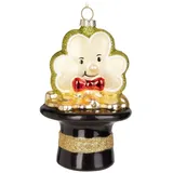 Brubaker Topf mit Gold und Kleeblatt Schwarz Gold - Handbemalte Weihnachtskugel aus Glas - Mundgeblasener Christbaumschmuck Figuren Lustig Deko Anhänger Baumkugel - 12,5 cm