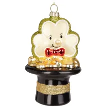 Brubaker Topf mit Gold und Kleeblatt Schwarz Gold - Handbemalte Weihnachtskugel aus Glas - Mundgeblasener Christbaumschmuck Figuren Lustig Deko Anhänger Baumkugel - 12,5 cm