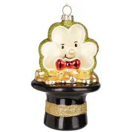 Brubaker Topf mit Gold und Kleeblatt Schwarz Gold - Handbemalte Weihnachtskugel aus Glas - Mundgeblasener Christbaumschmuck Figuren Lustig Deko Anhänger Baumkugel - 12,5 cm
