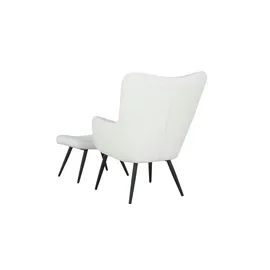 byLIVING Sessel UTA Bouclé 72 x 97 x 80 cm Off-White mit Hocker