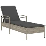 vidaXL Sonnenliege mit Auflage Hellgrau 63x200x81 cm Poly Rattan