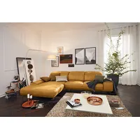 Musterring Wohnlandschaft MUSTERRING "MR 2490 Ecksofa mit erstklassigem Sitzkomfort, Long-Life-Leder", gelb (kurkuma, b), B:342cm T:207cm, Sofas, Wohnlandschaft, Bronze-Fuß Sitzhöhe 46cm, wahlweise mit Funktionen, Maße 342 x 207 cm