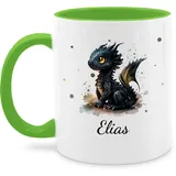 Tasse Tassen 325ml - Süßer Kleiner Drache mit Namen I Nachtdrache I Dragon I Drachen I Drachenzähmen - 325 ml - Hellgrün - kaffeetasse name personalisierte drachenmotiv kaffeebecher schwarzer