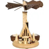 Saico Original Weihnachtspyramide Tischpyramide und Räucherhaus, Schneemann und Weihnachtsmann, für 2 Teelichte, HxØ: 23x26x23 cm beige