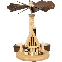 Saico Original Weihnachtspyramide Tischpyramide und Räucherhaus, Schneemann und Weihnachtsmann, für 2 Teelichte, HxØ: 23x26x23 cm beige