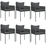 vidaXL Gartenstuhl mit Kissen 55,5 x 77 x 83 cm schwarz 6 St.