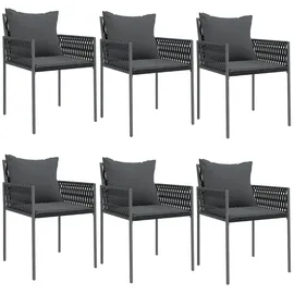 vidaXL Gartenstuhl mit Kissen 55,5 x 77 x 83 cm schwarz 6 St.