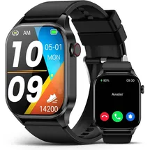 souyie Smartwatch Herren Damen mit Telefonfunktion, 2.04” AMOLED Display, IP68 Wasserdicht Sportuhr, mit Blutdruck, Herzfrequenz, SpO2, Android iOS - Schwarz