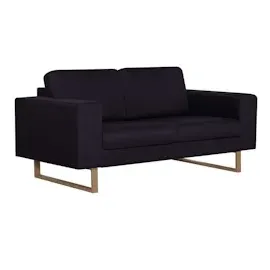 vidaXL 2-tlg. Sofagarnitur Stoff Schwarz