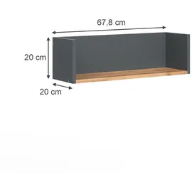Vicco Wandregal Viktor 67,8 x 20 x 20 cm Anthrazit/Goldkraft Eiche