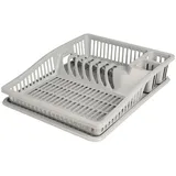 URBAN LIVING Sonoma Geschirrkorb mit Tablett, 38,5 x 31 x 8 cm, Mineral, Weiß