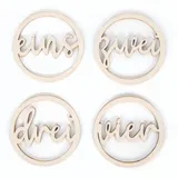 Logbuch-Verlag Dekofigur Adventskranz Zahlen aus Holz in Natur für Kerzen, Ø 6,5 cm