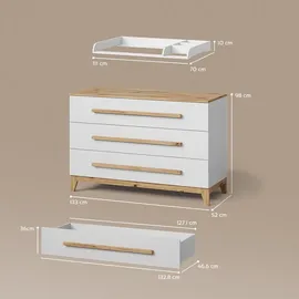livinity® Wickelkommode Mailo Weiß/Artisan