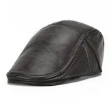 WHSPORT Schirmmütze Herren Schiebermütze Lederkappe Driving Cabbie Jagd Flatcap Newsboy Cap (Color : Brown, Size : One Size) - Einheitsgröße