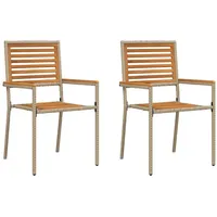 VidaXL Gartenstühle mit Kissen 2 Stk. Stapelbar Beige Poly