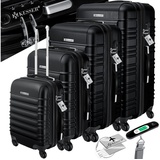 KESSER KESSER® 4tlg. Hartschalenkofferset Hartschalenkoffer Reisekoffer Set Trolley Koffer Inkl. Kofferwaage + Gepäckanhänger Rollkoffer Schloss 4 Rollen ABS-Hartschale Teleskopgriff S-M-L-XL