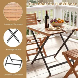 Fantask Gartentisch Klappbar Ø 70 x 73 cm Naturbelassen/Schwarz
