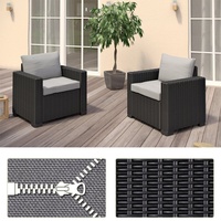 California Lounge Sessel Set 2x Gartensessel aus Polyrattan Gartenstuhl Stuhl