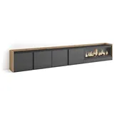 SKRAUT HOME Lowboard 315x50x35 cm Schwarz Eiche Holzwerkstoff