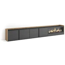 SKRAUT HOME Lowboard 315x50x35 cm Schwarz Eiche Holzwerkstoff