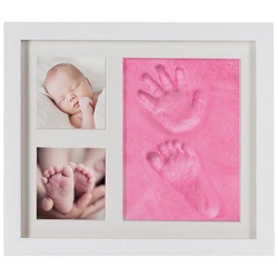 all Kids United Bilderrahmen zum Basteln Baby Gipsabdruck-Set, (Fotorahmen), Gips für Hand-Abdruck Fuß-Abdruck & Fotos rosa|weiß