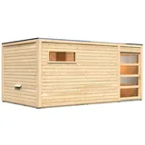 Karibu Gartensauna Saunahaus Hygge inkl. Vorraum, naturbelassen-Ohne Ofen