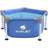 Hanjet Steel Frame Pool Rahmenpool PE Schwimmbecken Aufstellpool Gartenpool Sommer Swimingpool Stahlrahmenpool Planschbecken für Außenbereich Hinterhof, rund, Blau (Ø152x38cm)