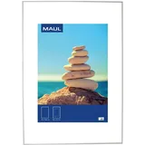 Maul Bilderrahmen MAULdesign 70x100 cm aus Aluminium | zum Hängen in Quer- und Hochformat | edler, schmaler Wechselrahmen mit Passepartouteinleger | ideal für Fotos, Collage und Bilder | Silber