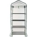 Royal Gardineer Folien-Gewächshaus, 4 Etagen, aufrollbare Tür, 69 x 160 x 49 cm, weiß