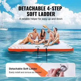 Vevor Aufblasbares Schwimmdock orange 2,13 x 2,13 m