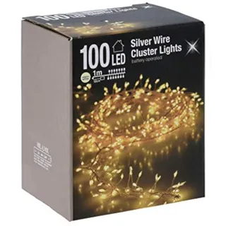 Spetebo Cluster Micro Lichterkette 100 LED warmweiß - 100 cm - Büschel Leuchtdraht Drahtlichterkette