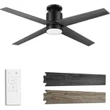Ohniyou Deckenventilator mit Beleuchtung und Fernbedienung, 132 cm Deckenventilator mit Licht, Leise, 4 Flügel, 6 Geschwindigkeiten, für Schlafzimmer, Wohnzimmer, Schwarz