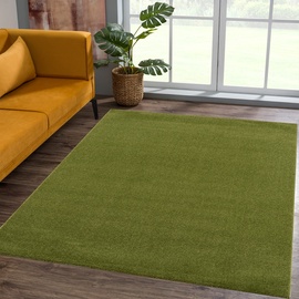 SANAT Kurzflor Teppich Wohnzimmer - Uni Modern Teppiche fürs Schlafzimmer, Arbeitszimmer, Büro, Flur, Kinderzimmer und Küche - Grün, 140 x 200 cm