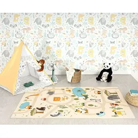 The CarPET Teppich THE CARPET "Happy Life", beige, B:100cm H:4mm L:200cm, Polyester, Teppiche, Teppich, Life Kinderzimmer Teppich Spielteppich pflegeleicht
