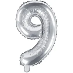 Folienballon silber Zahl 9