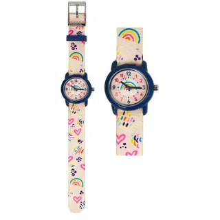 Kinderuhr mit Quarzuhrwerk Regenbogen beige