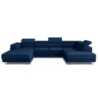 Sofnet Wohnlandschaft, Blau, Textil, 7-Sitzer, Ottomane links,Rechteckig, 348x90x205 cm, Wohnzimmer, Sofas & Couches, Wohnlandschaften, Wohnlandschaften in U-Form