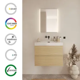 Loevschall »Lago Quadratisch, Badzimmerspiegel mit LED Beleuchtung« Verstellbarer Spiegel mit Licht, Dänisches Design