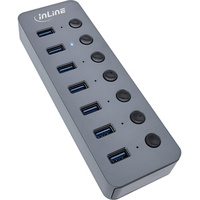 InLine USB 3.2 Gen.1 Hub, 7-Port, mit Schalter, Aluminium,