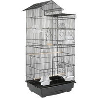 HUOLE Vogelvoliere für Kanarien Finken, Wellensittichkäfig schwarz, Vogelkäfig Vogelhaus (46 * 35,5 * 99cm)