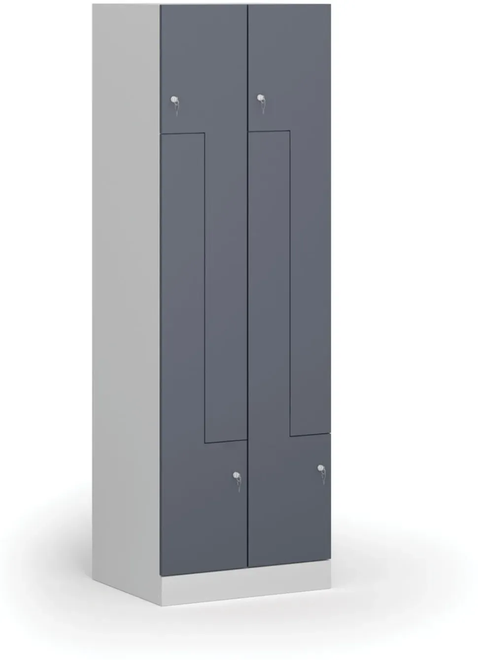 Z-Spind S1, 4 Abteile, 1850 x 600 x 500 mm, Zylinderschloss, dunkelgraue Tür