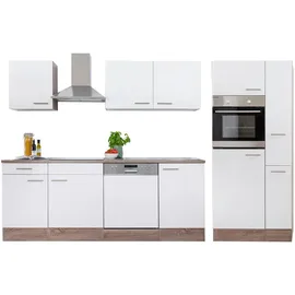 Respekta Küchenzeile Economy Eiche York Nachbildung 310 cm weiß seidenglanz