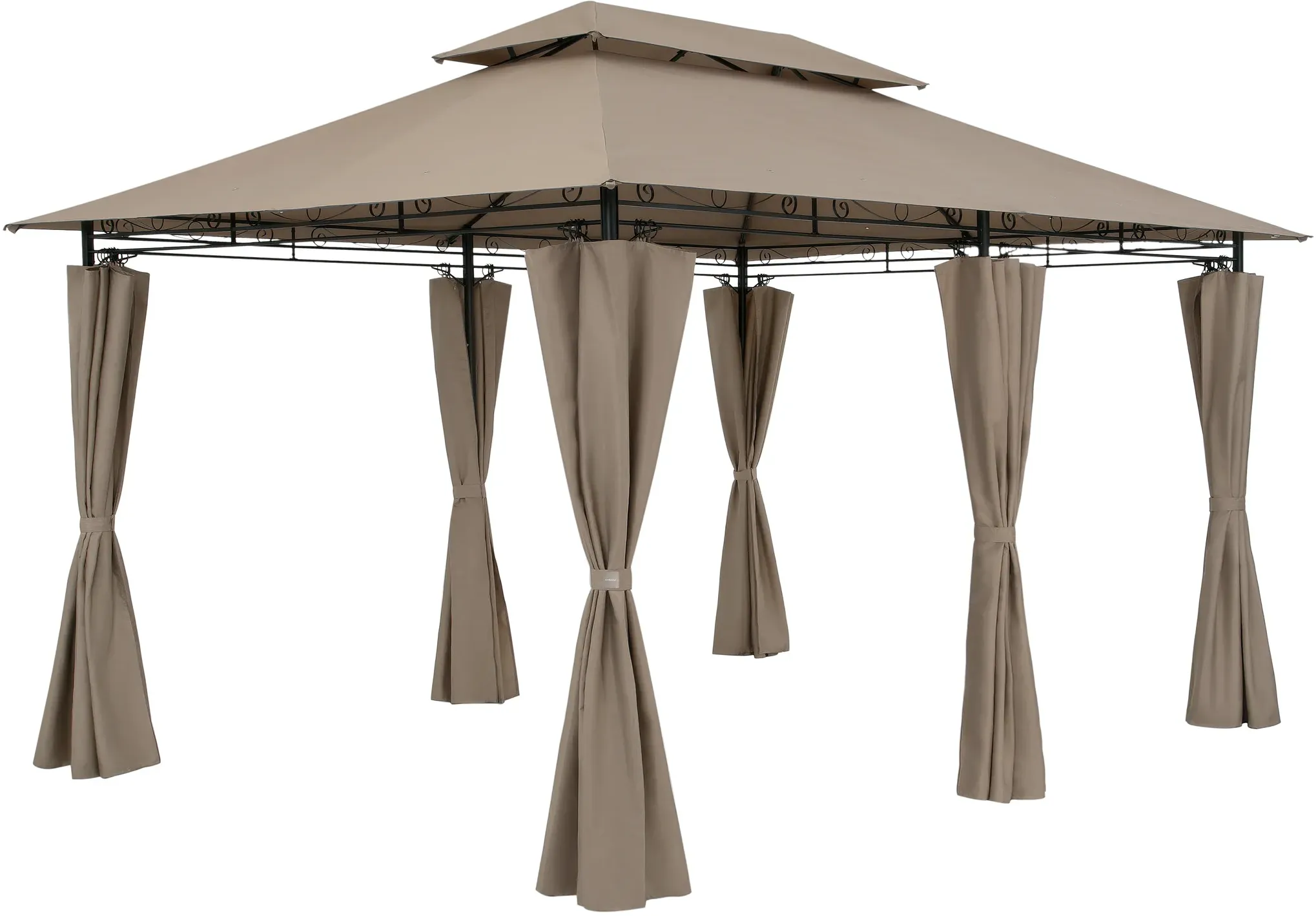Metal Gazebo Topas Taupe 3x4m with Side Panels
